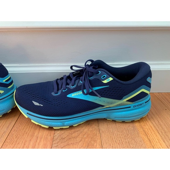 Brooks Ghost 15 Mens Shoes Sz 8 D Running Athletic Navy Blue Green Sneakers - Picture 4 of 10